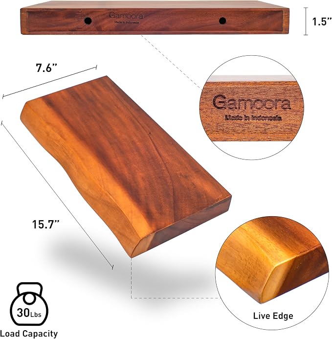 Solid Wood Floating Shelves Set of 2 - Image 3