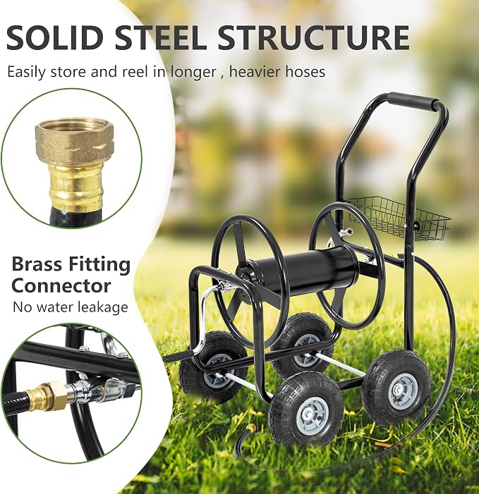 Hose Reel Hold Up To 300 Ft Heavy Duty Garden Hose Reel Sturdy Water Hose Reel - Image 3