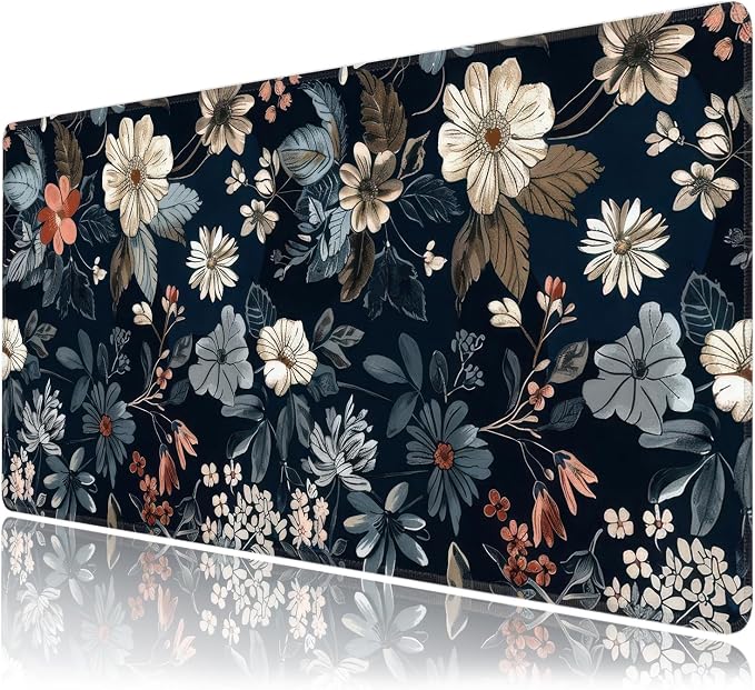 Dark Flower Large Mouse Pad, Gaming Keyboard Desk Pad, Extended Mouse Mat by BAHDSISFA