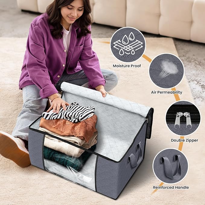 Fab totes Storage Bags, Clothes Blanket Storage Bins Foldable Closet Organizers - Image 4