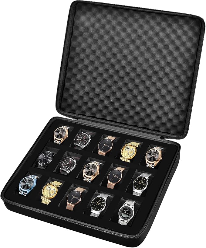 Comecase 15 Slots Watch Box Organizer/Men Watch Display Storage Case Fits All by COMECASE