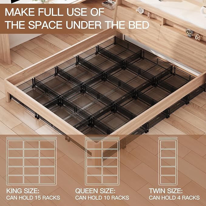 Under Bed Storage with Wheels, Foldable Metal Mesh Underbed Storage Container - Image 4