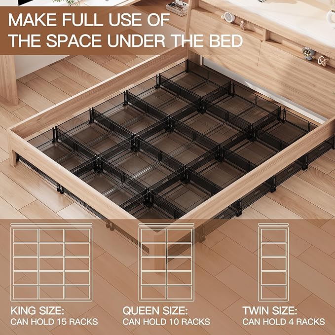 Under Bed Storage with Wheels, Foldable Metal Mesh Underbed Storage Container - Image 4