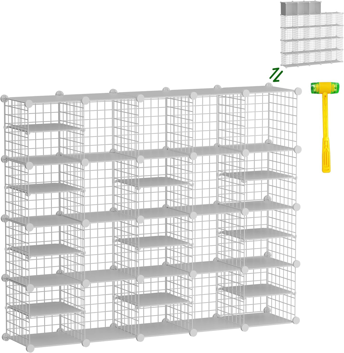 Wire Cube Storage Organizer, 20 Cubes Converted into 23 Cubes, Sturdy