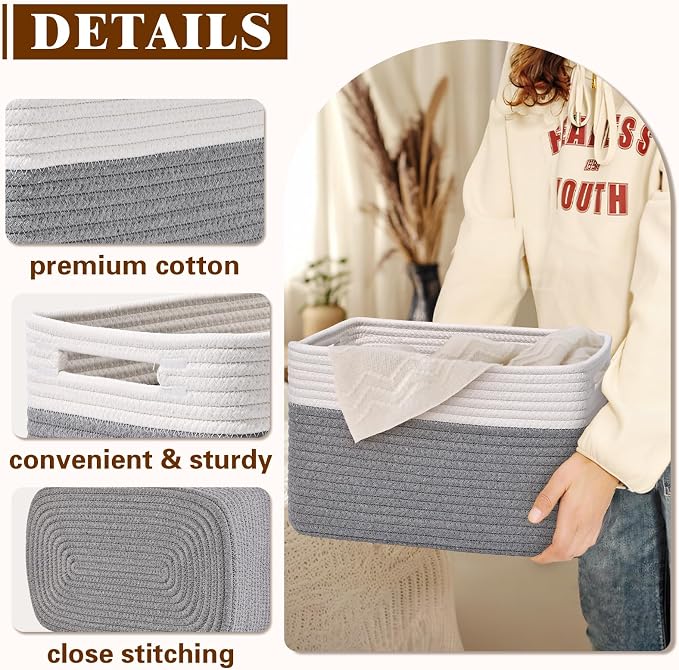 Storage Baskets for Organizing, 4 Pack Storage Baskets for Shelves, Woven - Image 5