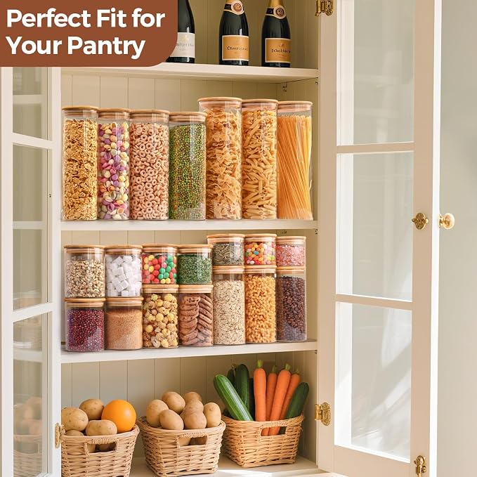 ComSaf 0.6 Qt Glass Food Storage Jars Set of 9, Pantry Organization Jar - Image 6