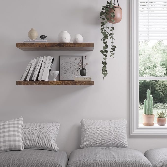 Floating Shelf, 24 in W x 12.75 in D x 2 in H Wooden Floating Wall Shelf - Image 5