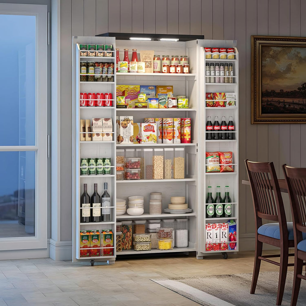 White Farmhouse 72" H Craft Storage Cabinet with Adjustable Shelves