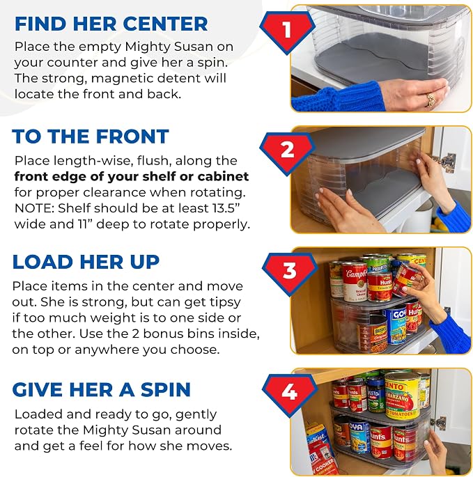 Mighty Susan Kitchen Organizer for Canned Goods: 2-Tiered Robust Turntable - Image 7