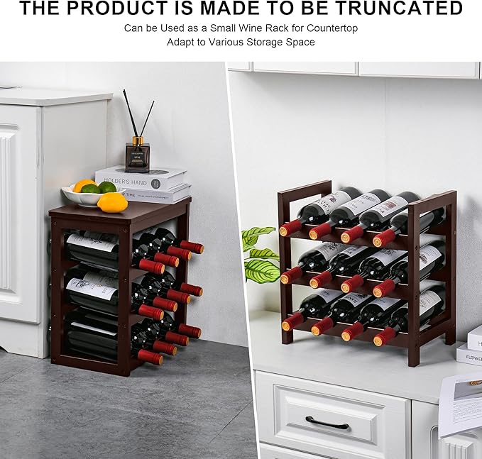 VASMIA Wine Rack Free Standing Floor, 6-Tier Display Wine Storage Shelves - Image 6