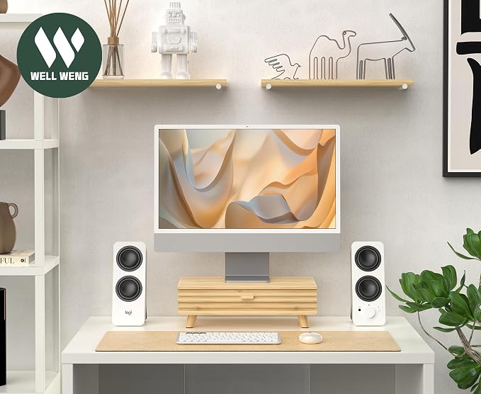 Bamboo Monitor Stand with Drawer - Image 7