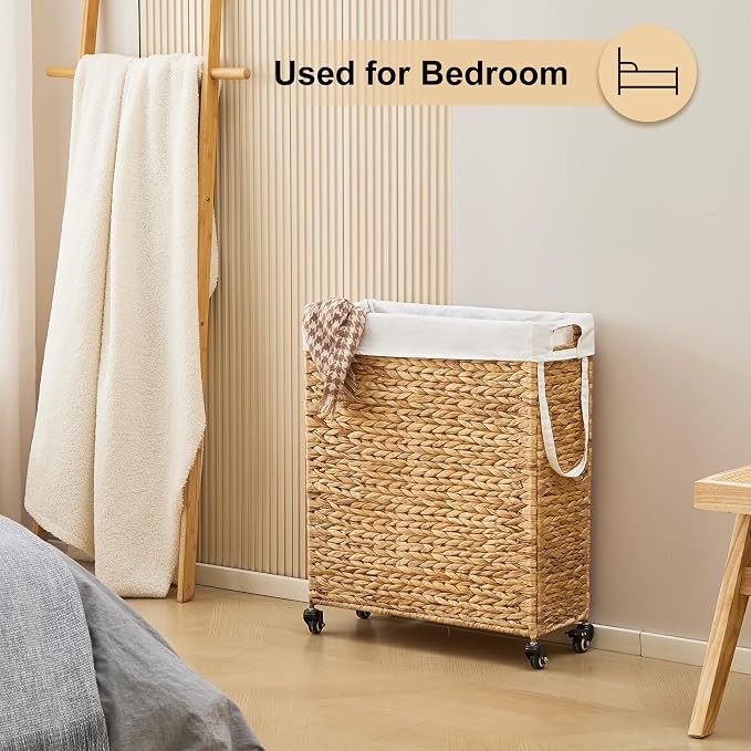 Rolling Laundry Hamper with Wheels, Slim Laundry Basket with Removable Liner - Image 6