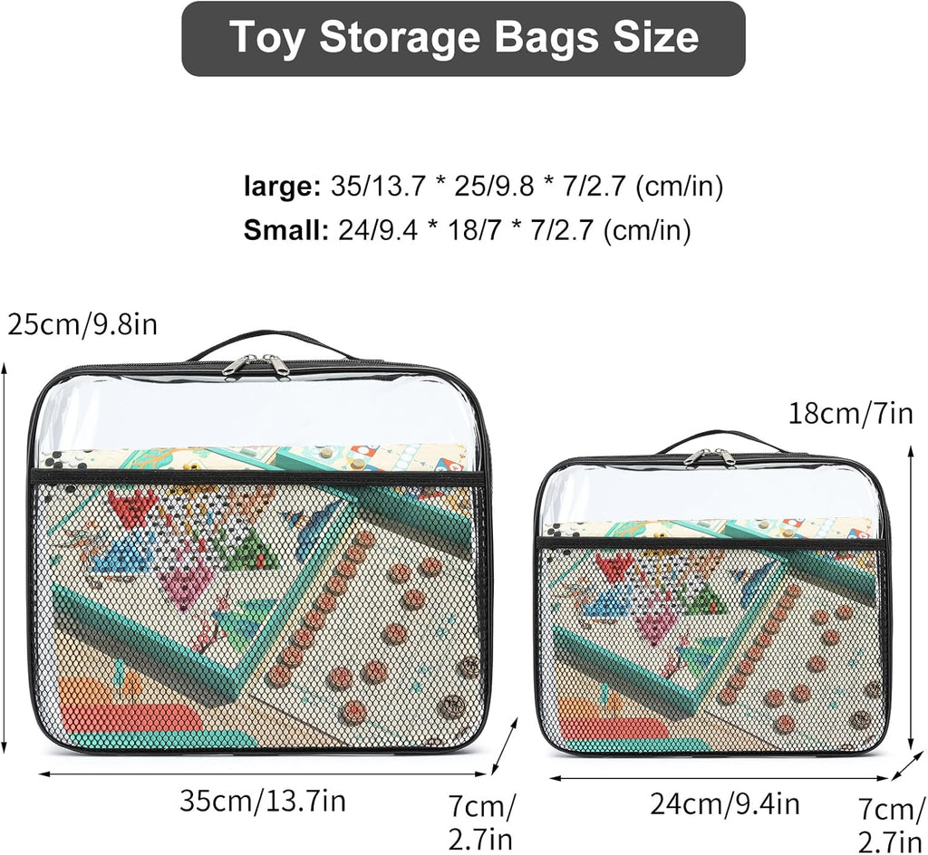4 Pack Toy Storage Organizer Bags 13.7"L x 2.7"W x 9.7"H | Clear
