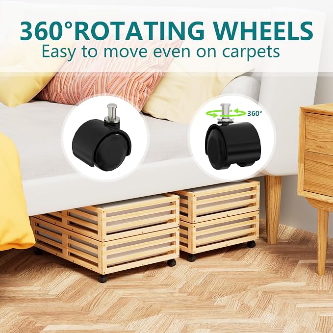 Wisuce Bamboo Under Bed Storage Containers- Underbed Organizer - Image 7