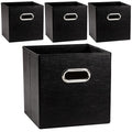 PRANDOM Leather Foldable Cube Storage Bins 11x11 inch Fabric Storage Baskets by Prandom