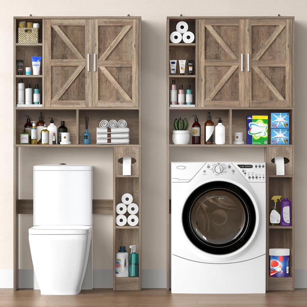 Winkalon Over The Toilet Storage Cabinet with 2 Barn Doors and