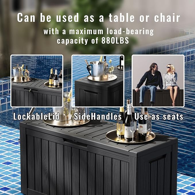 80 Gallon Waterproof Resin Deck Box, UV Resistant Outdoor Storage - Image 5