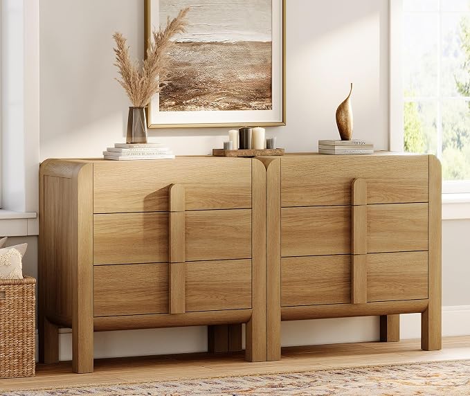 WAMPAT 6 Drawer Dresser for Bedroom, 2 in 1 63" Wide Mid Century Modern Wide by WAMPAT