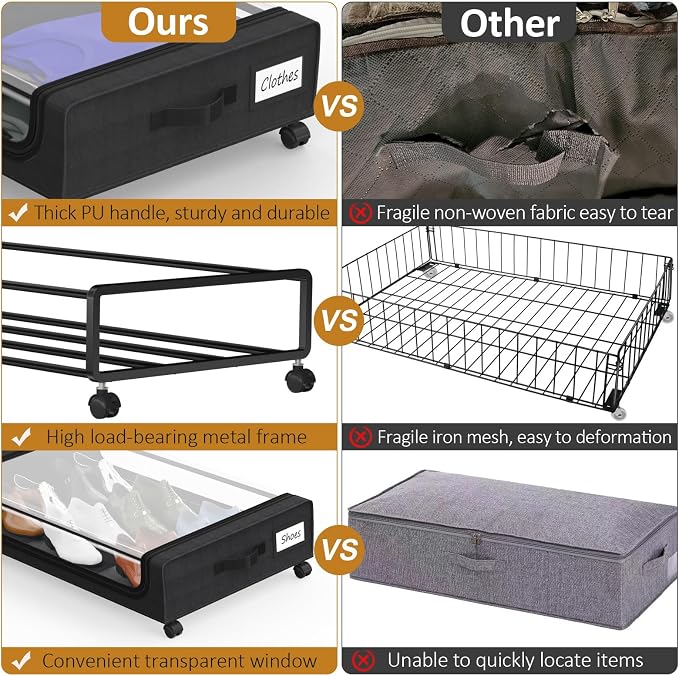 Large Under Bed Storage with Wheels, Under Bed Storage Containers, Under Bed - Image 3