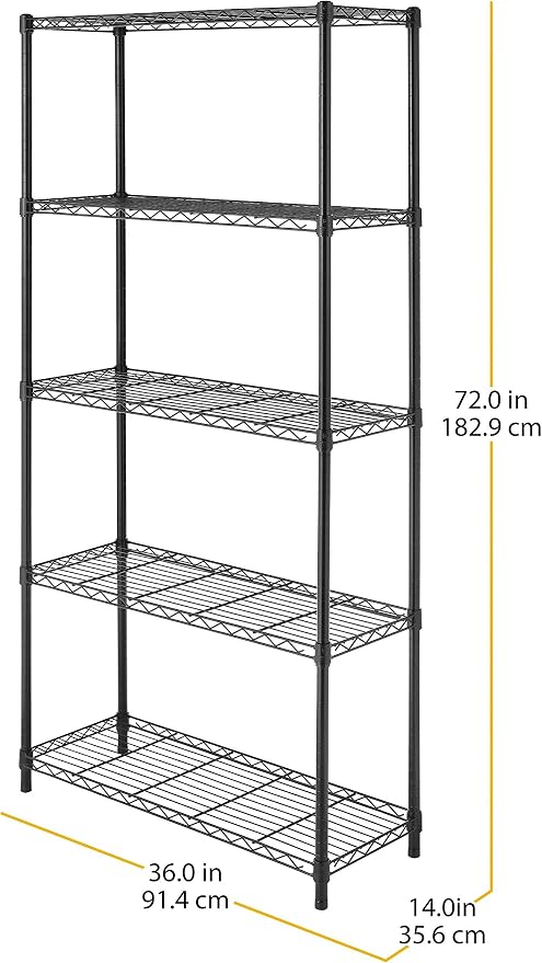 Whitmor 5 Tier Shelving Unit, Metal Storage Shelves, 400 lbs Capacity per Shelf - Image 3