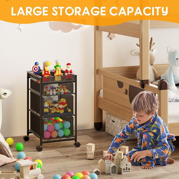 Rolling Utility Cart with 3 Drawers, Craft Organizer and Storage with DIY - Image 6