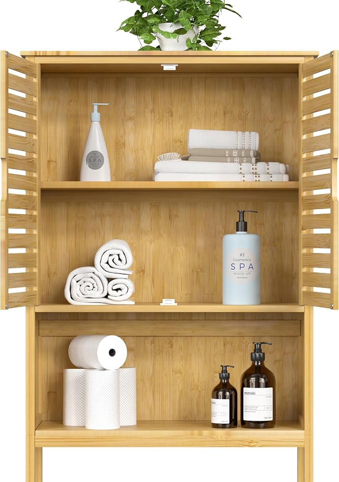 BlueWish Bamboo Over The Toilet Storage Cabinet, Over Toilet Cabinet - Image 7