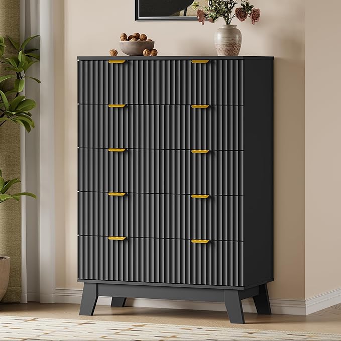 46" Tall Dresser for Bedroom, 6-Drawer Fluted Chest of Drawers, Modern Wood - Image 3
