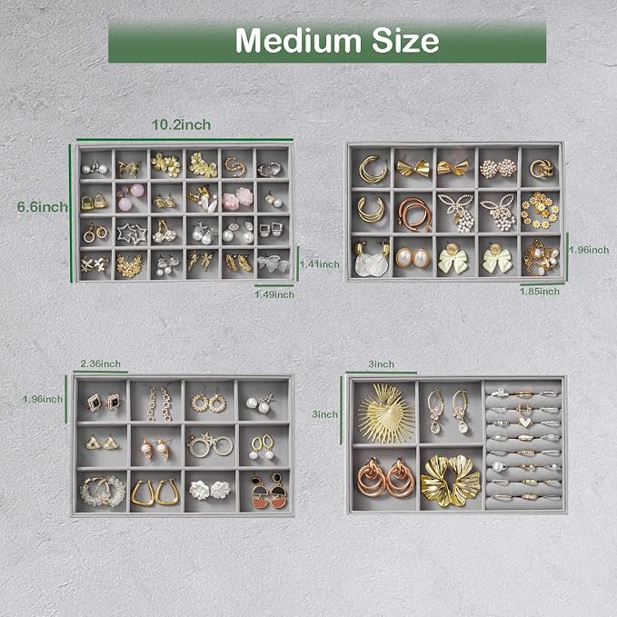 Jewelry Drawer Organizer, 4 Set of Stackable Jewelry Trays - Image 5