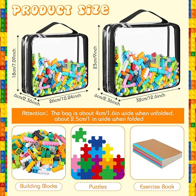 Sanwuta 6 Packs Toy Storage Bags, PVC Organizing Case Bags - Image 2