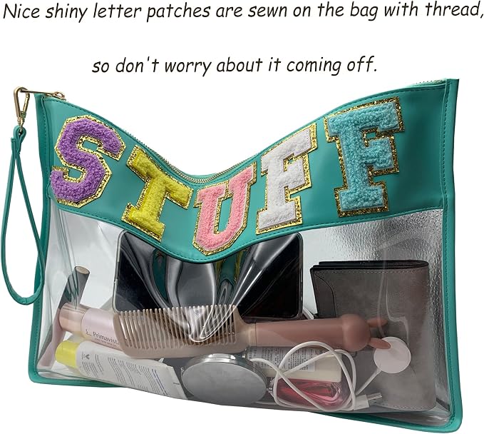 TopTTanBo Chenille Letter Clear Bag Purse Multi-purpose Transparent Waterproof - Image 3