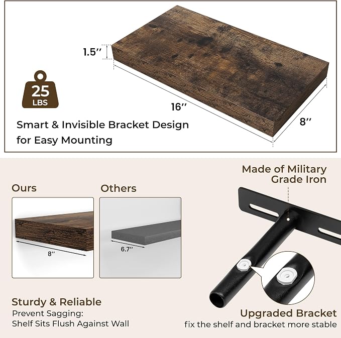 RICHFOCUS 16Inch Floating Shelves - Image 3