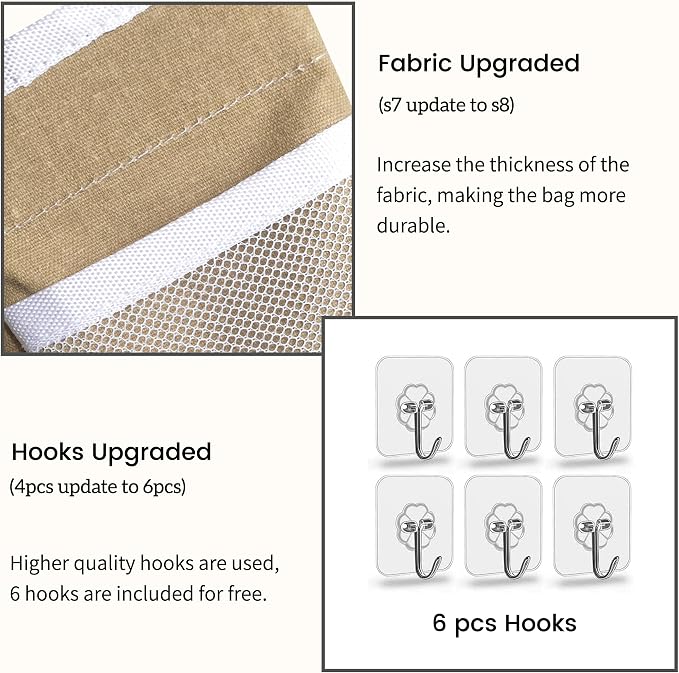 3pcs Middle Wall Hanging Organizer Bag, Linen Fabric Door Hanging Storage Basket - Image 4