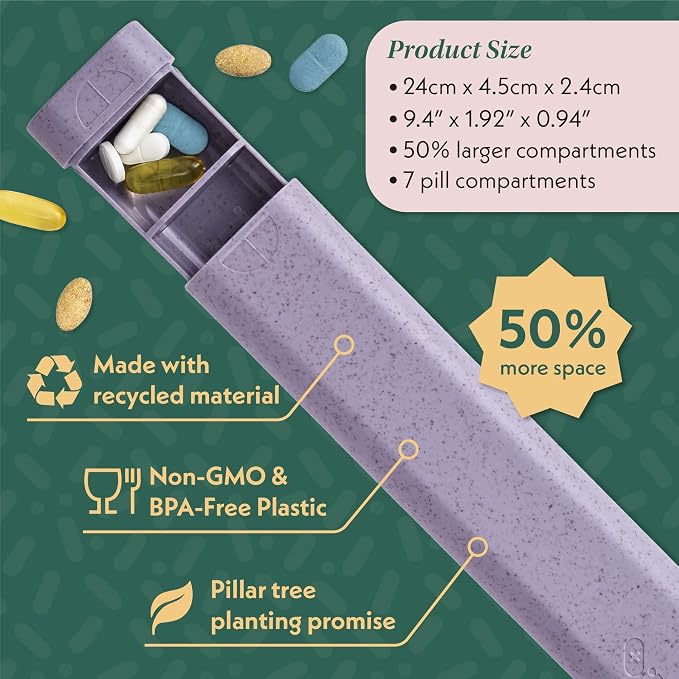 Pillar Plus - Aesthetic 7 XL Day Pill Organizer | BPA-Free Wheat Straw Medicine - Image 2
