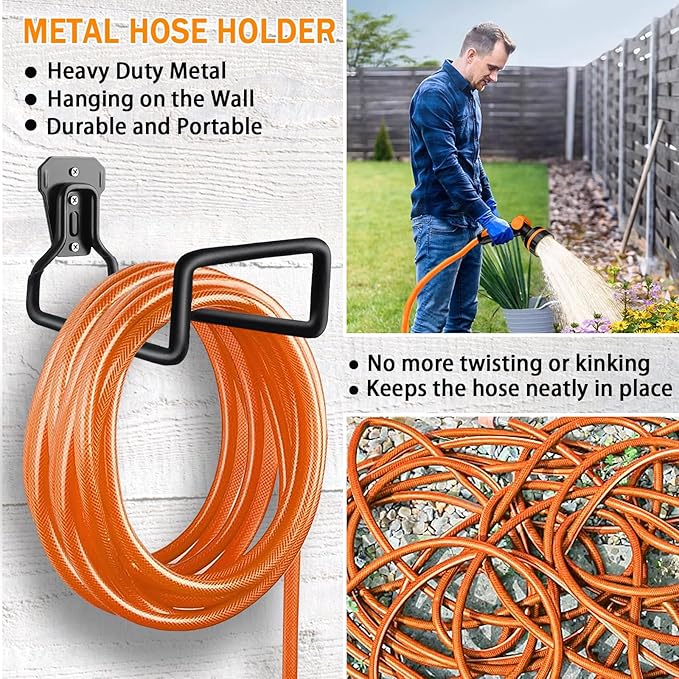 Metal Garden Hose Holder, Wall Mounted Water Hose Holder - Image 2