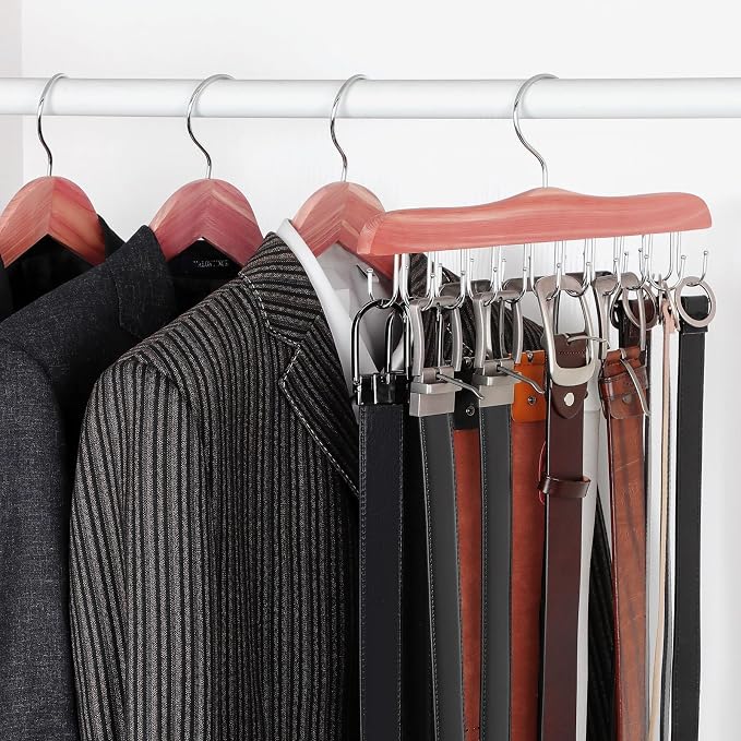 TOPIA HANGER Belt Hanger for Closet, Cedar Wooden Hangers - Image 8
