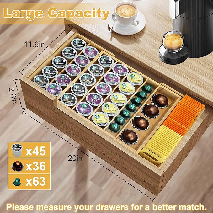 MinBoo Bamboo K Cup Holder for Drawer or Countertop Coffee Pod Holder - Image 6