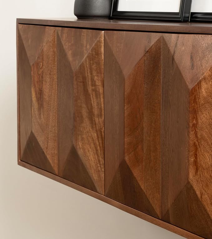 Kate and Laurel Ranier Modern Wooden Two-Door Wall Cabinet, Walnut Brown - Image 6
