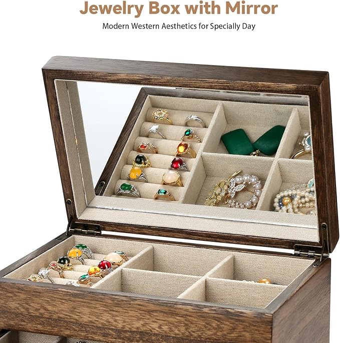 Meangood Jewelry Box Organizer for Women, 3 Layer Large Jewelry Storage Case - Image 5