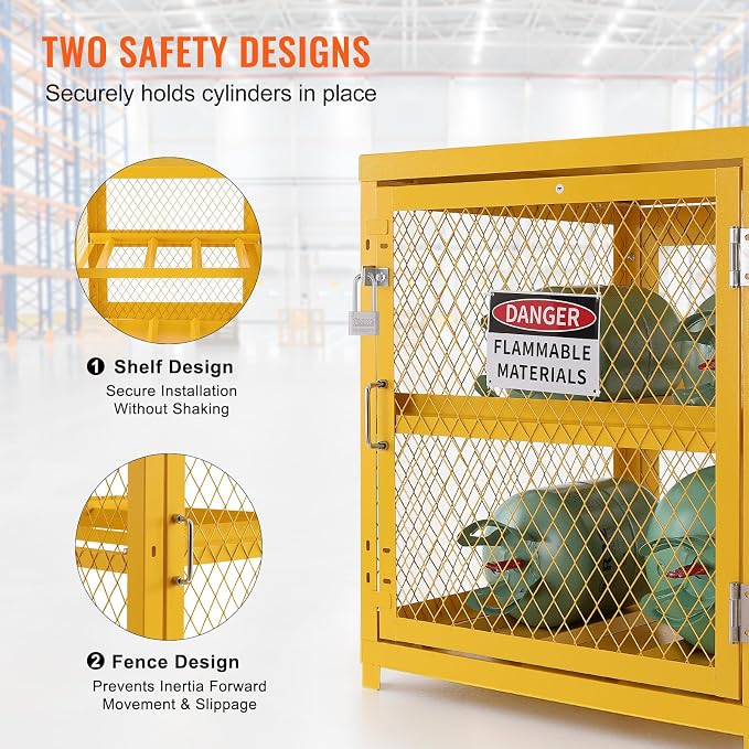 VEVOR Horizontal Cylinder Storage Cabinet, 4 Cylinder Capacity, Gas Cylinder - Image 5