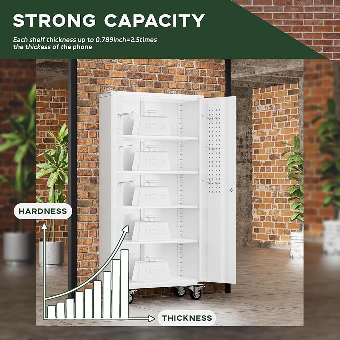 Greenvelly White Metal Storage Cabinet - Image 5