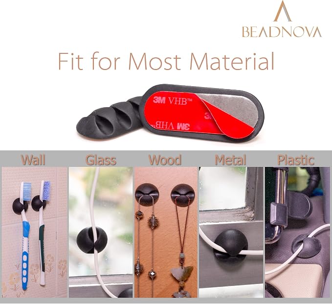 BEADNOVA Cable Clips Cord Organizer Cable Management Wire Cord Holder 3 Slots - Image 5