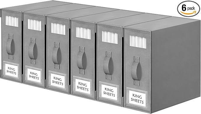 Criusia Bed Sheet Organizers and Storage, 6 Pack Foldable Linen Closet by Criusia