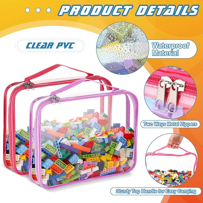 Sanwuta 6 Packs Toy Storage Bags, PVC Organizing Case Bags - Image 3