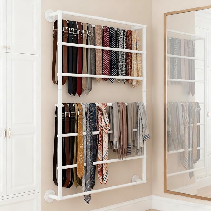 Wall Mounted Display Rack, 7-Layer Wrapping Paper Ribbon Organizer Scarves Tie - Image 3