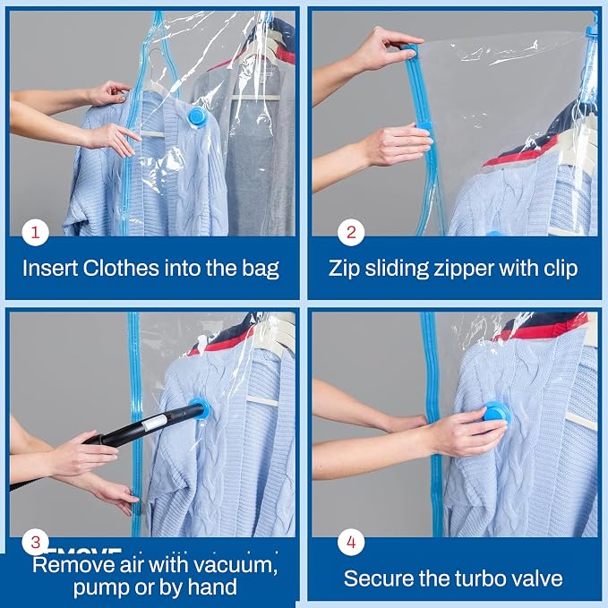 4 Pack Hanging Vacuum Storage Bags - Image 6