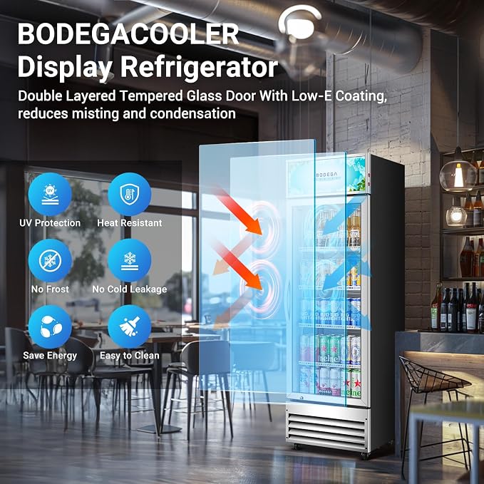 BODEGACOOLER Commercial Merchandiser Refrigerator, 9 Cu.Ft Glass Door Beverage - Image 4