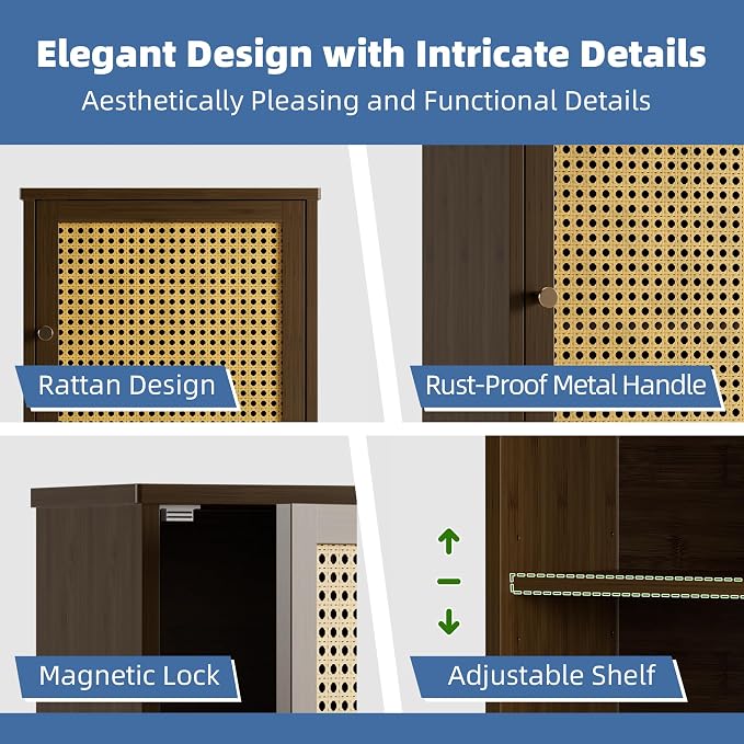 HITNET Bamboo Medicine Cabinet, Wall Mounted Bathroom Cabinet - Image 6