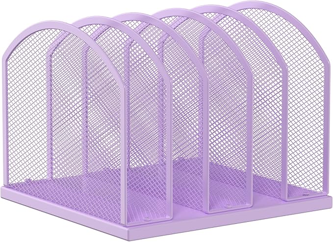 5-Section Vertical Desktop Organizer, 5-Section Mesh File Folder Stand Sorter by Gawerk