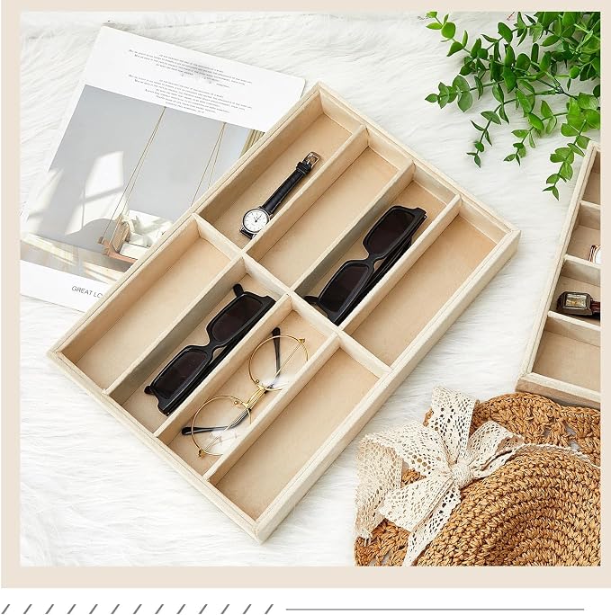 Amylove 2 Pcs Sunglass Organizer Trays Glasses Stackable Jewelry Trays Sunglass - Image 4