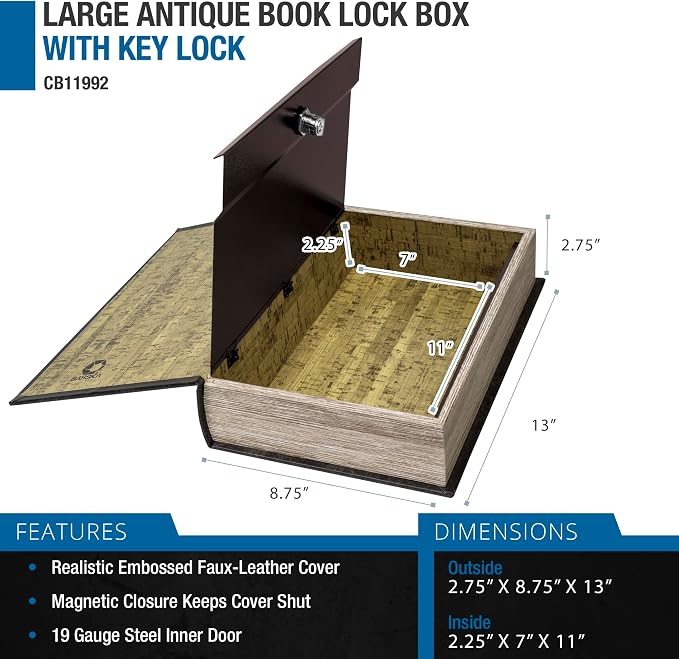 Barska Large Antique Book Lock Box - Image 3